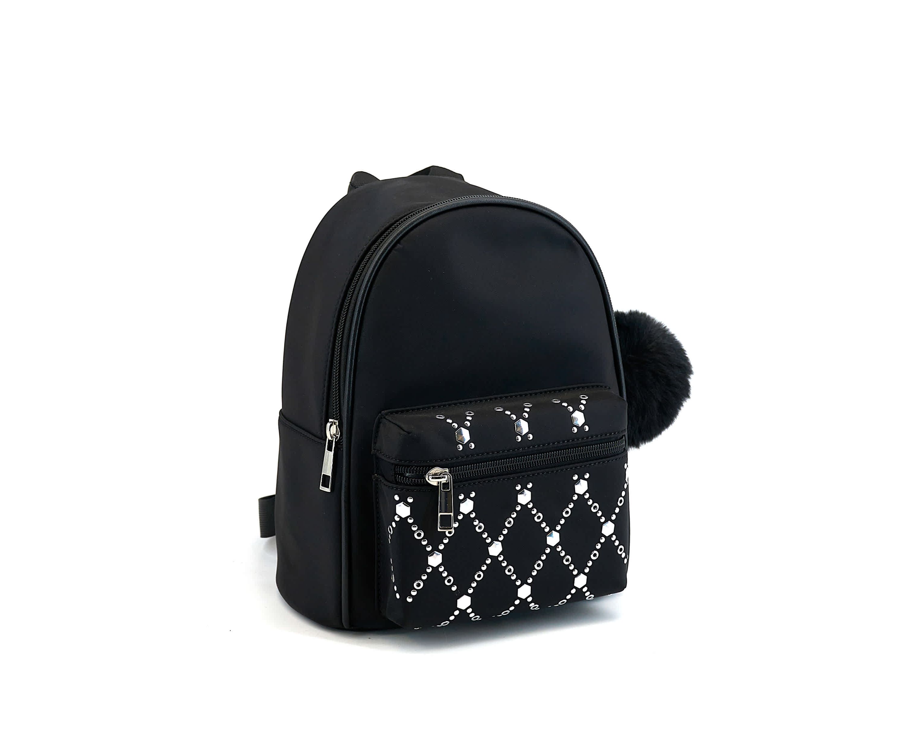 Jasper Rhinestone Pom Pom Backpack