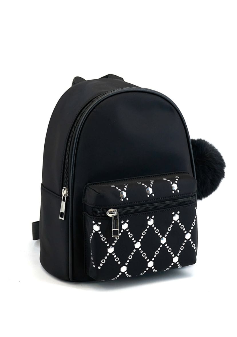 Jasper Rhinestone Pom Pom Backpack