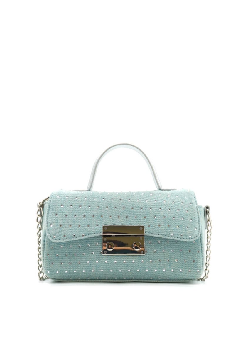 Beagle Studded Denim Crossbody Bag