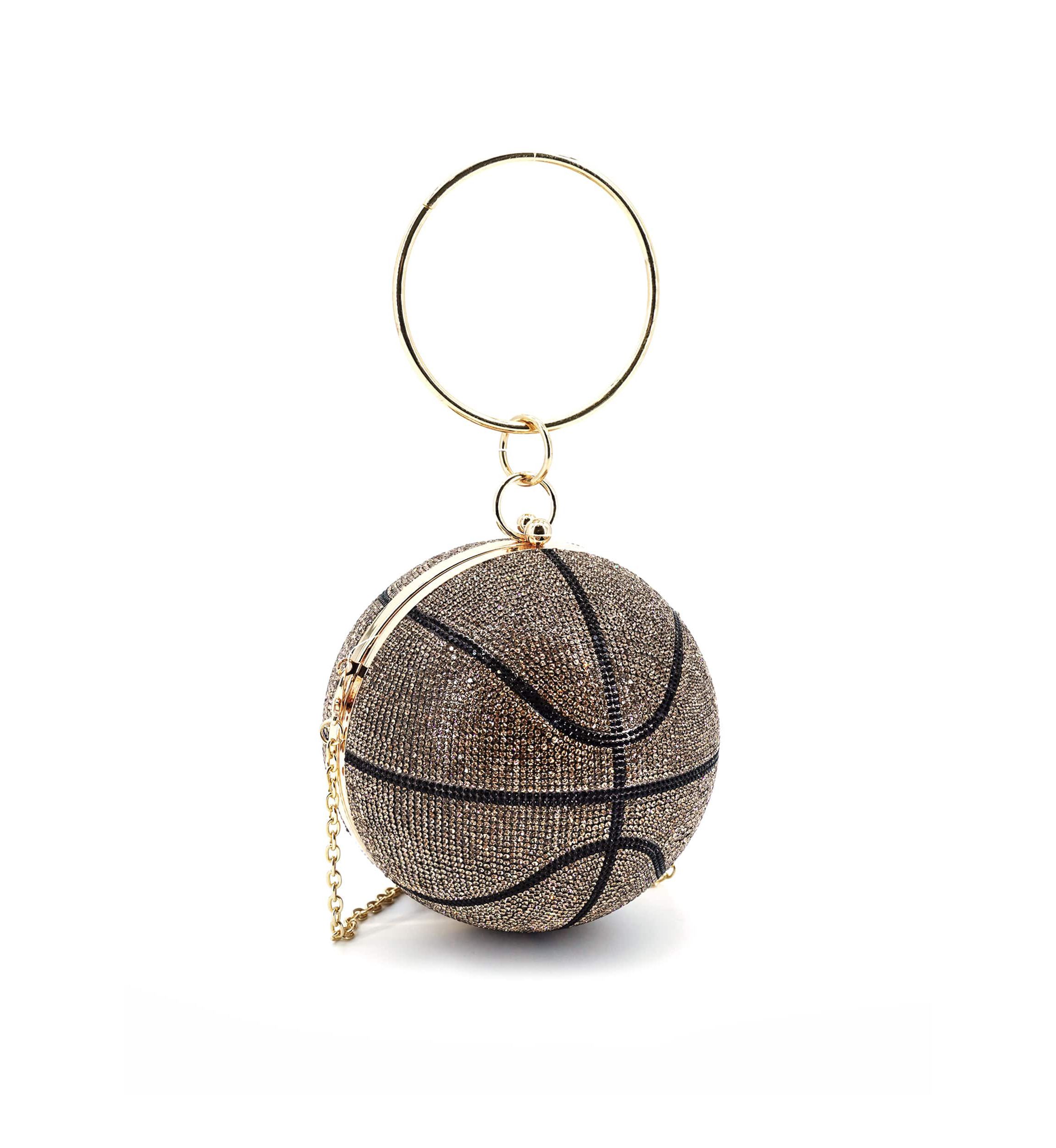 Dribble Rhinestone Basketball Clutch
