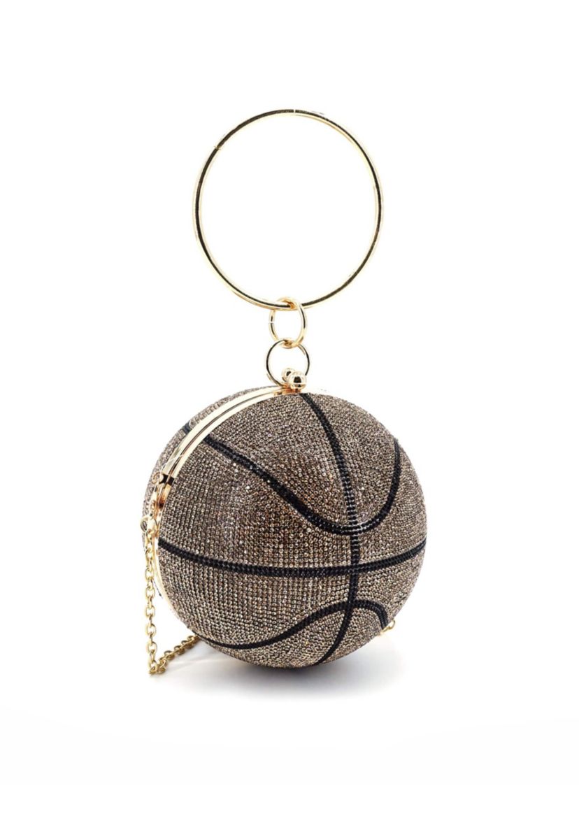 Dribble Rhinestone Basketball Clutch