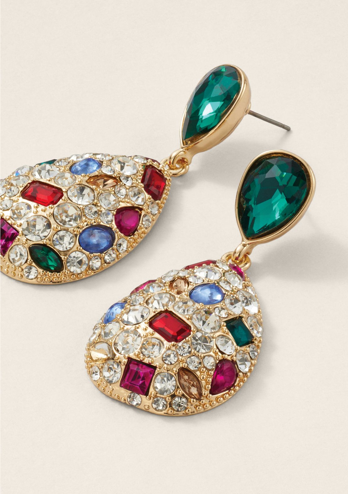 Sewing Down South x Crown & Ivy™ Pavé Pear Stone Drop Earrings