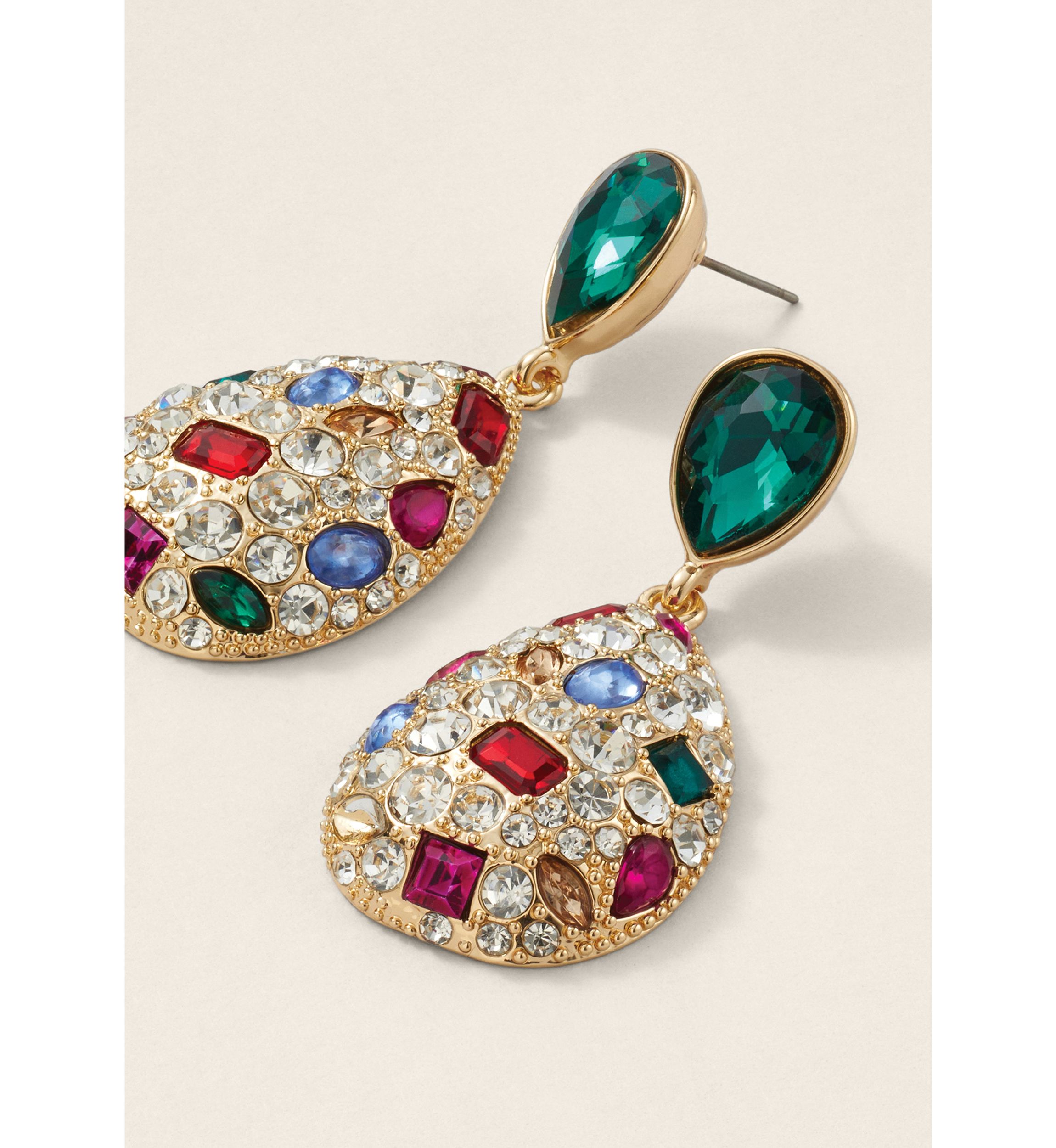 Sewing Down South x Crown & Ivy™ Pavé Pear Stone Drop Earrings