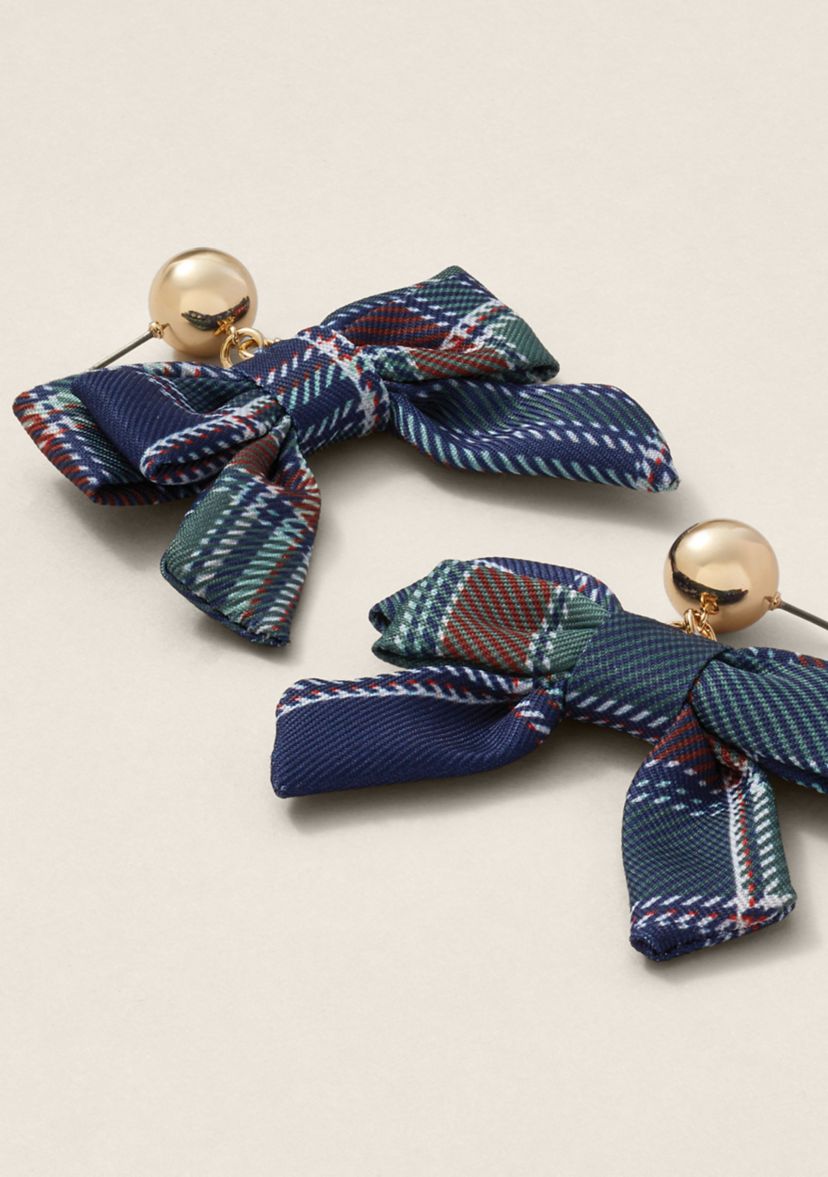Sewing Down South x Crown & Ivy™ Green Plaid Bow Earrings