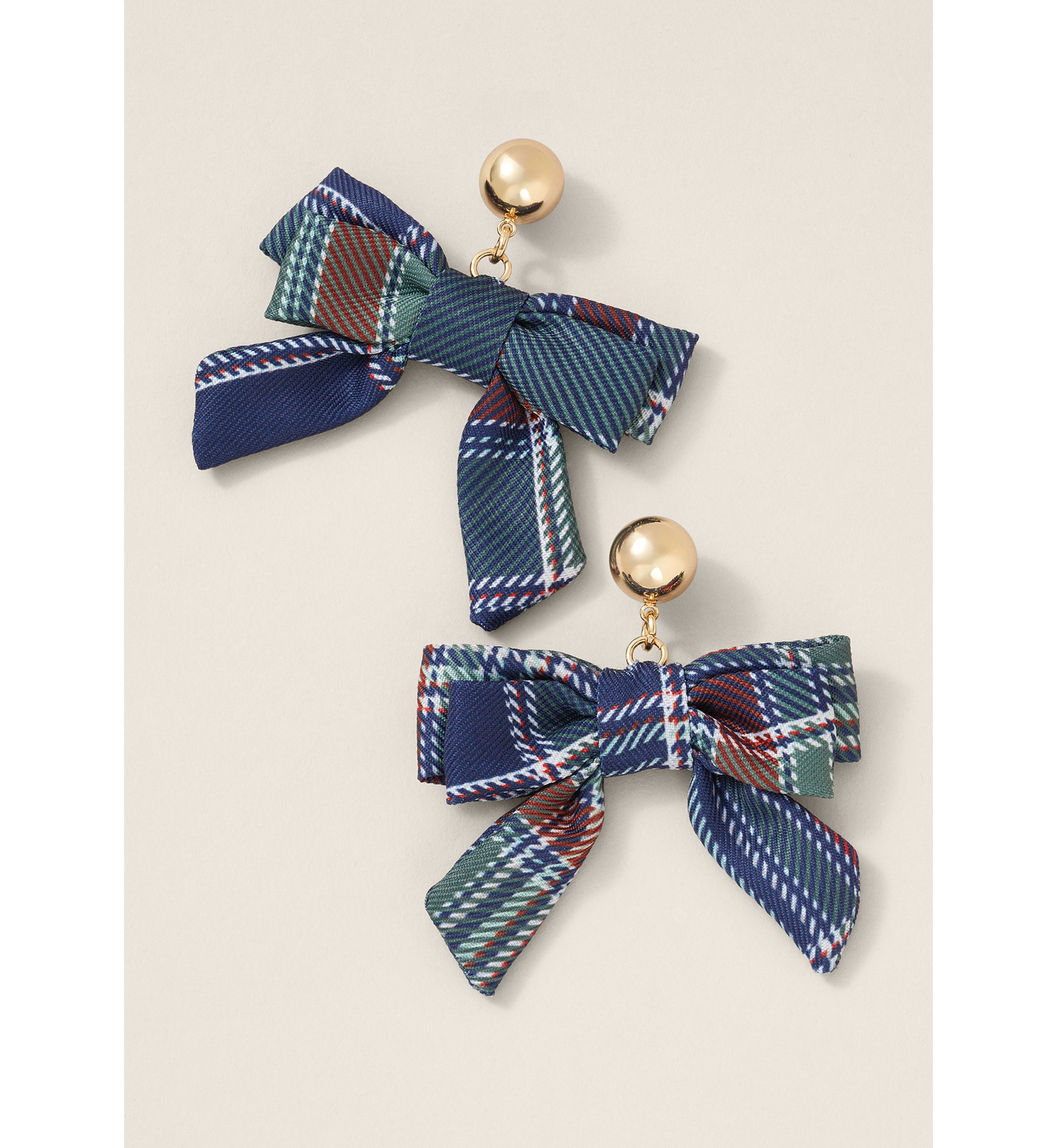 Sewing Down South x Crown & Ivy™ Green Plaid Bow Earrings