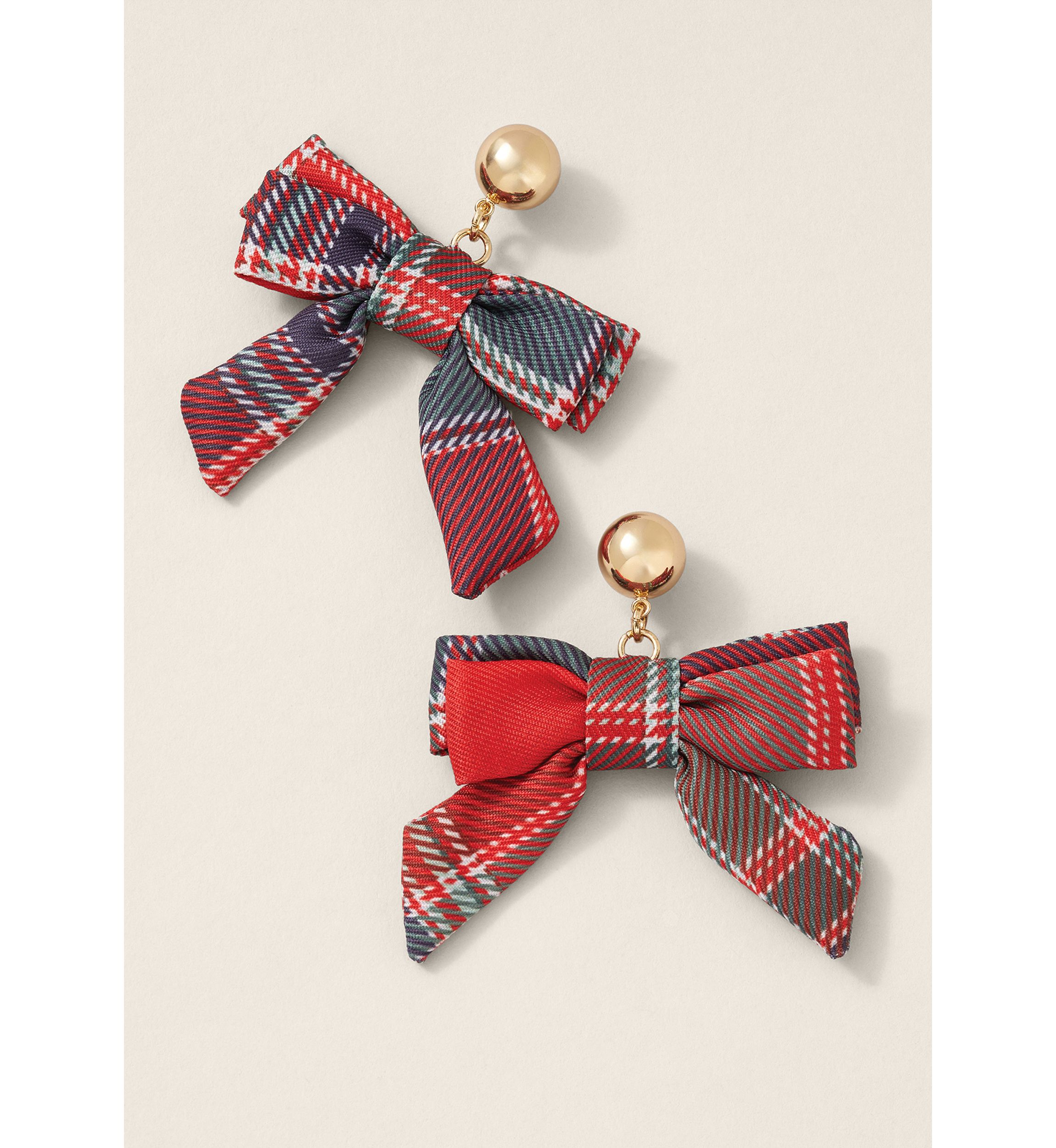 Sewing Down South x Crown & Ivy™ Red Plaid Bow Earrings