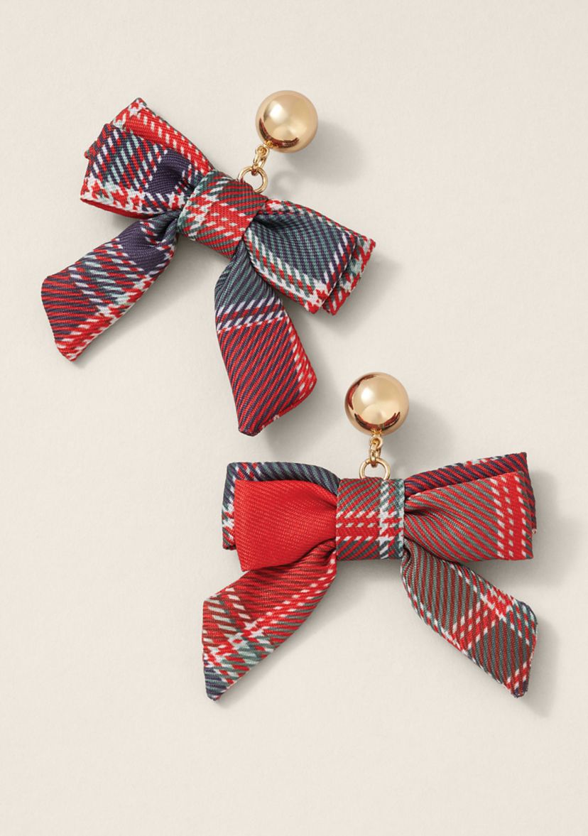 Sewing Down South x Crown & Ivy™ Red Plaid Bow Earrings