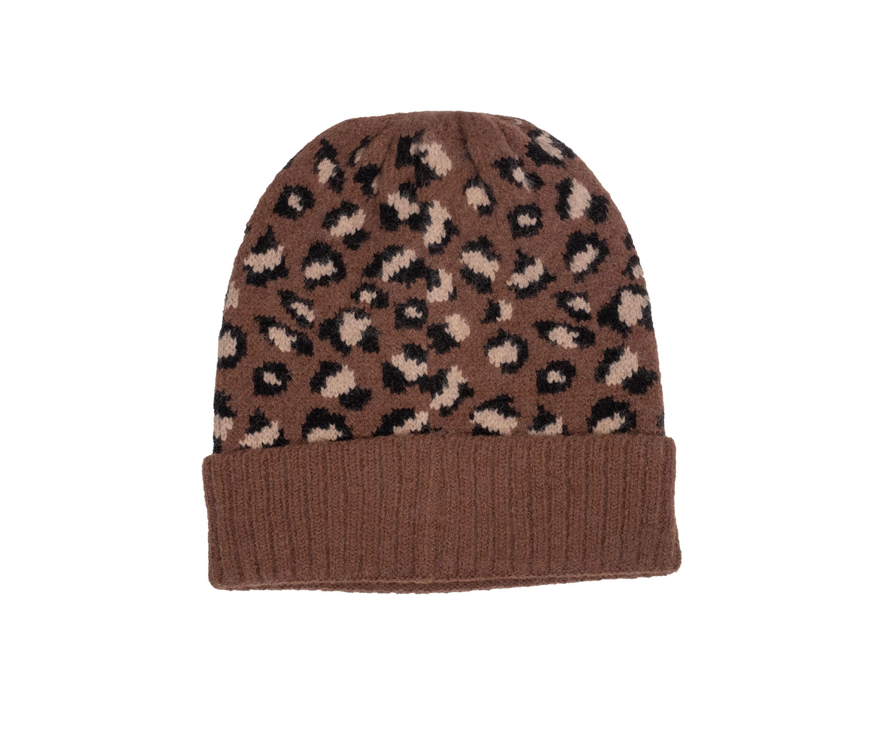 LEOPARD RIBBED BEANIE