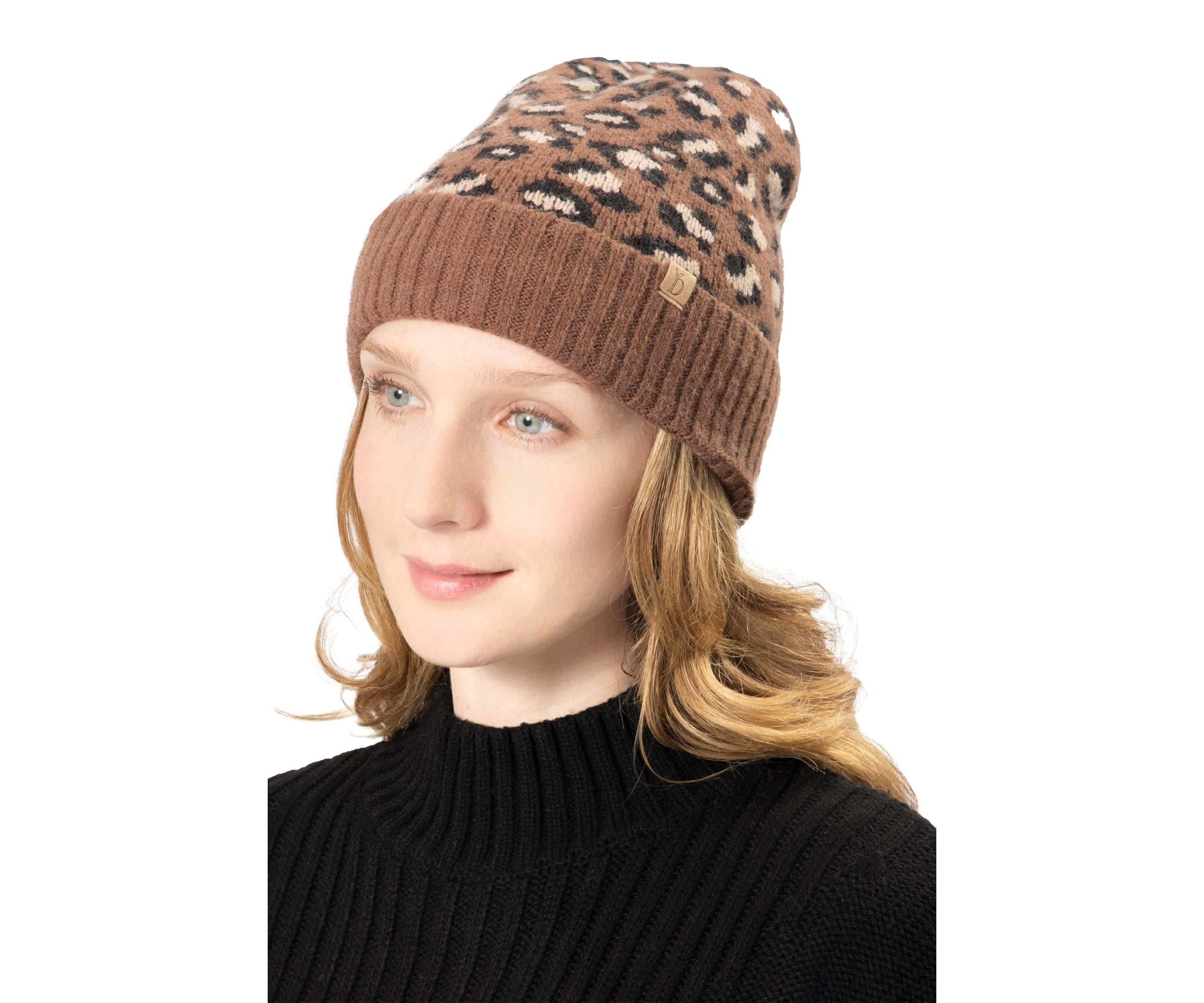 LEOPARD RIBBED BEANIE