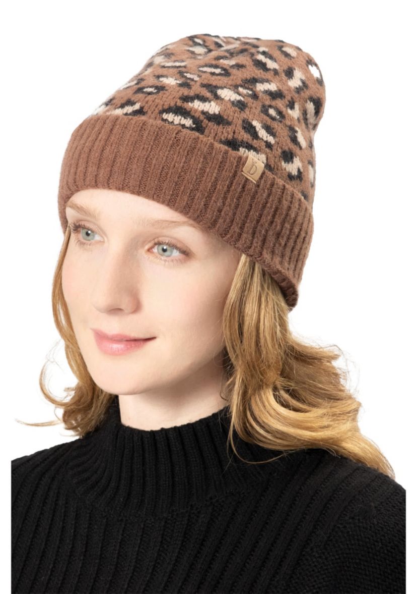 LEOPARD RIBBED BEANIE