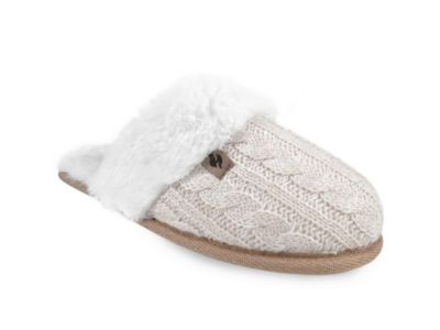 Aria Cable Knit Faux Fur lined Scuff Slippers