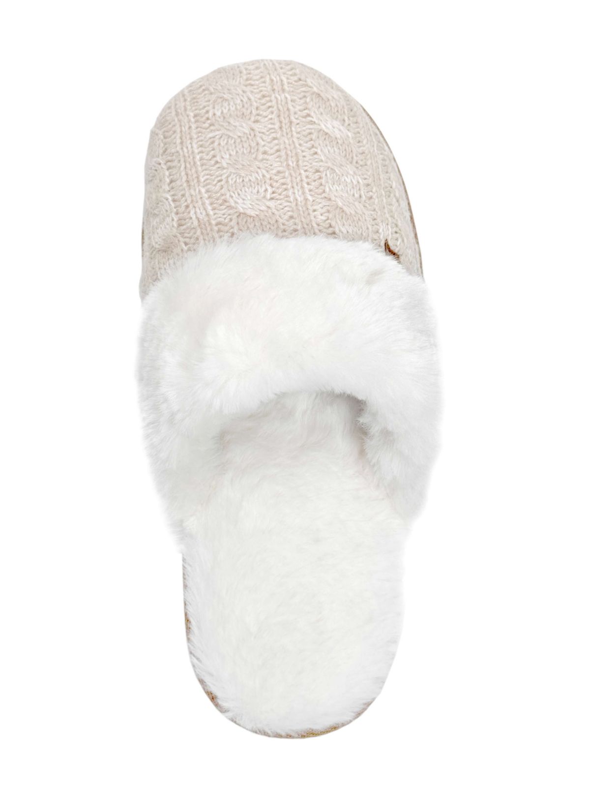 Aria Cable Knit Faux Fur lined Scuff Slippers