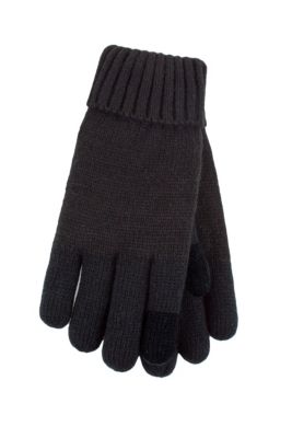Heat Holders Women's Cathy Flat Knit Glove with Touch Screen, Black, L/XL
