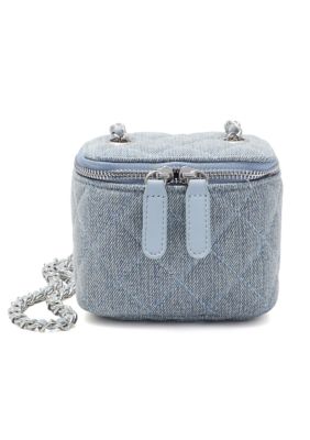Adornia Light Blue Cushion Quilted Vanity Bag with Chain Strap