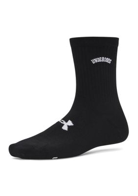 Under Armour Essential Women's 3-Pack Mid Crew Socks, Black, Medium