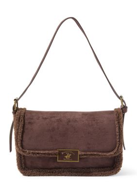 Beverly Hills Polo Club Serena Suede Shearling Shoulder Bag