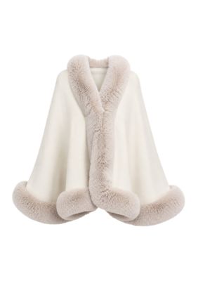 Surrell Women's Knit Ruana with Faux Fur Trim