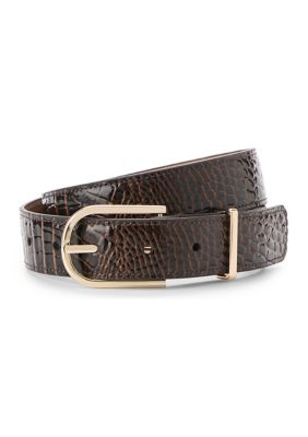 Brahmin Women's Medium Leather Gold Buckle Belt, Small