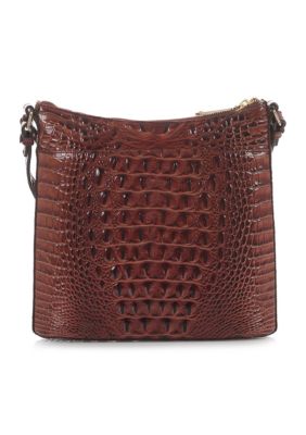 Brahmin Katie Croc Embossed Leather Crossbody Bag Pecan