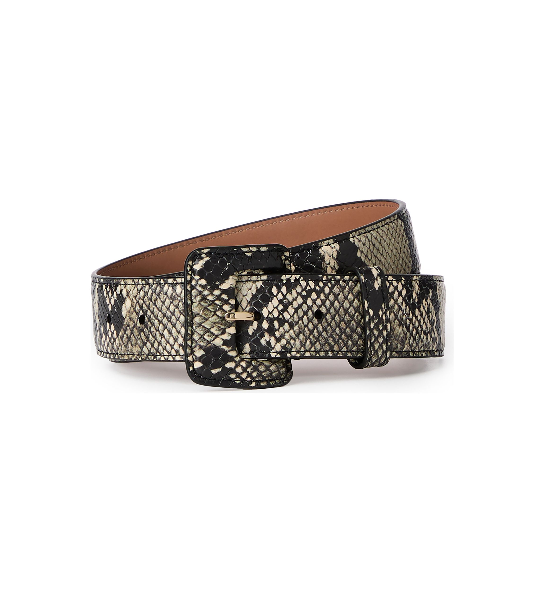 Wide Covered Leather Buckle Belt 