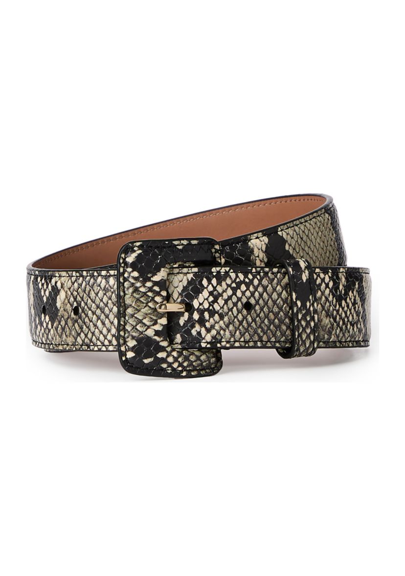 Wide Covered Leather Buckle Belt 