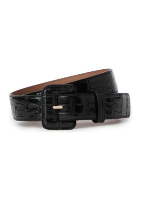 Brahmin Women's Wide Covered Leather Buckle Belt