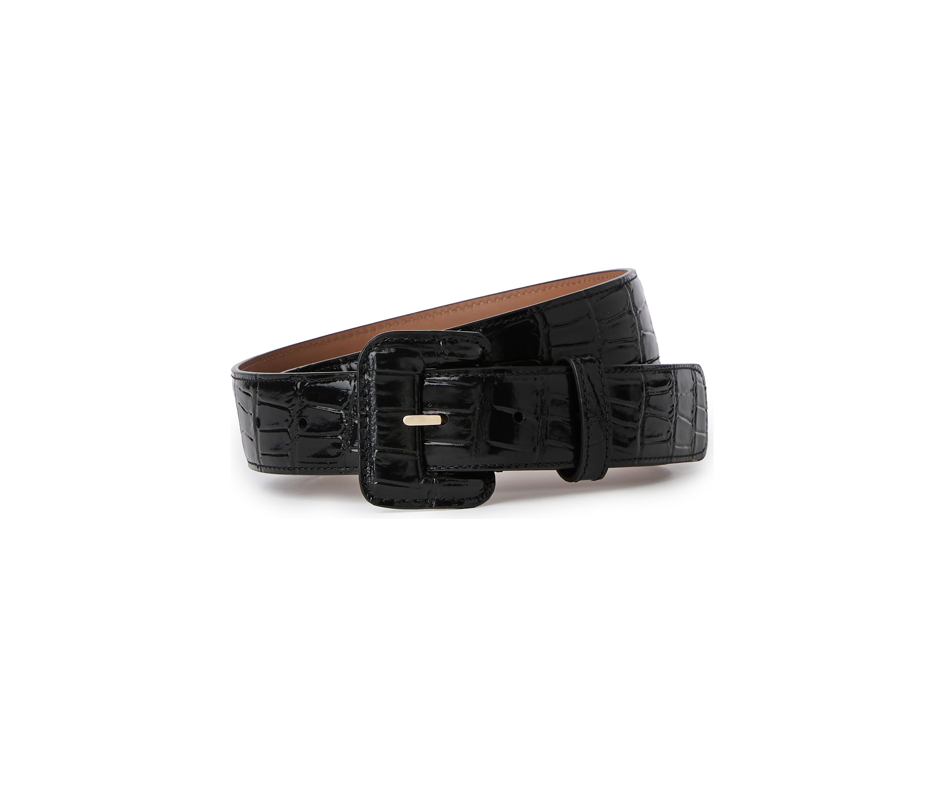 Wide Covered Leather Buckle Belt 