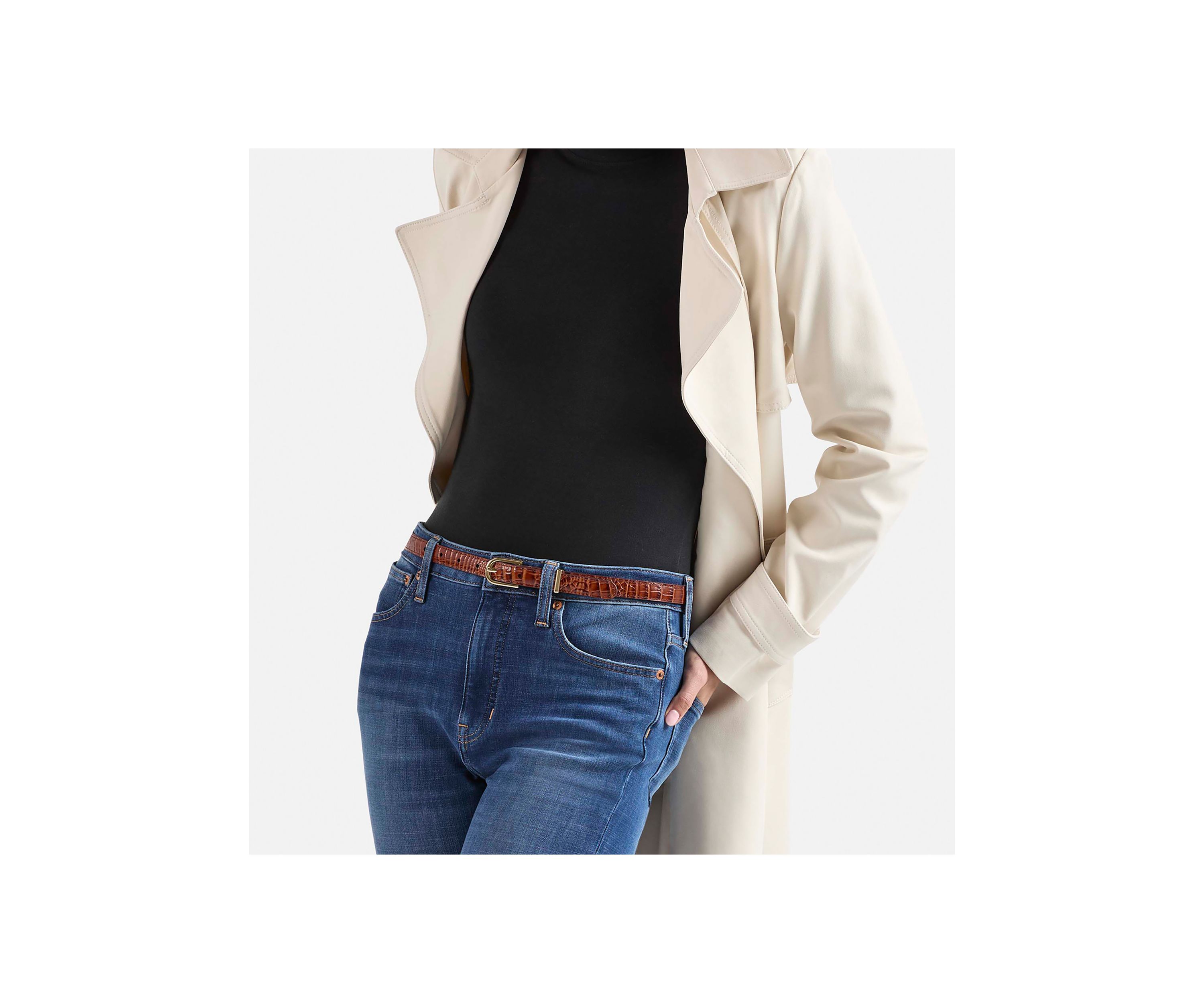 Skinny Leather Gold Buckle Belt