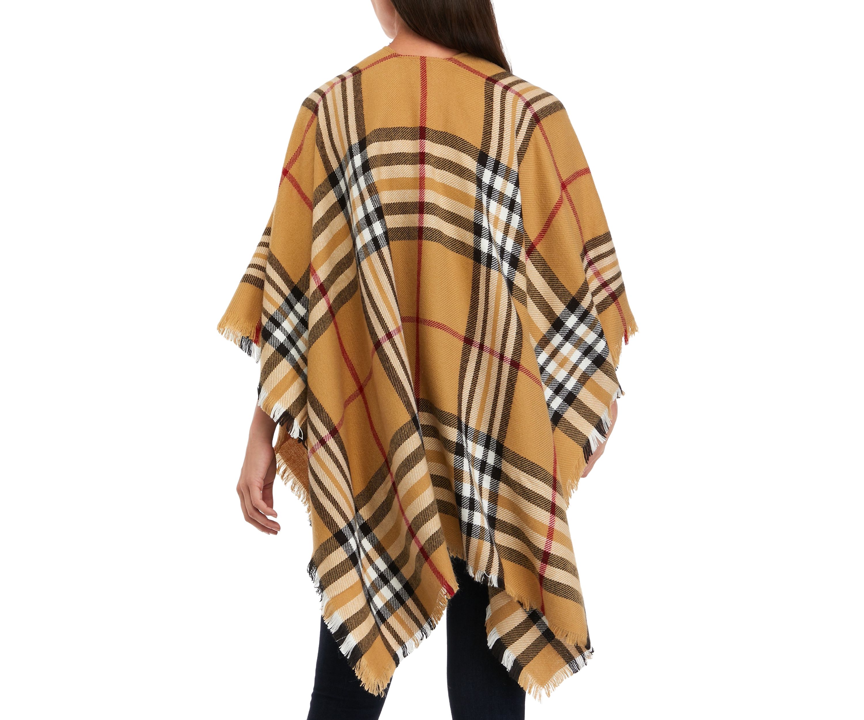 Womens Exploded Plaid Ruana Wrap