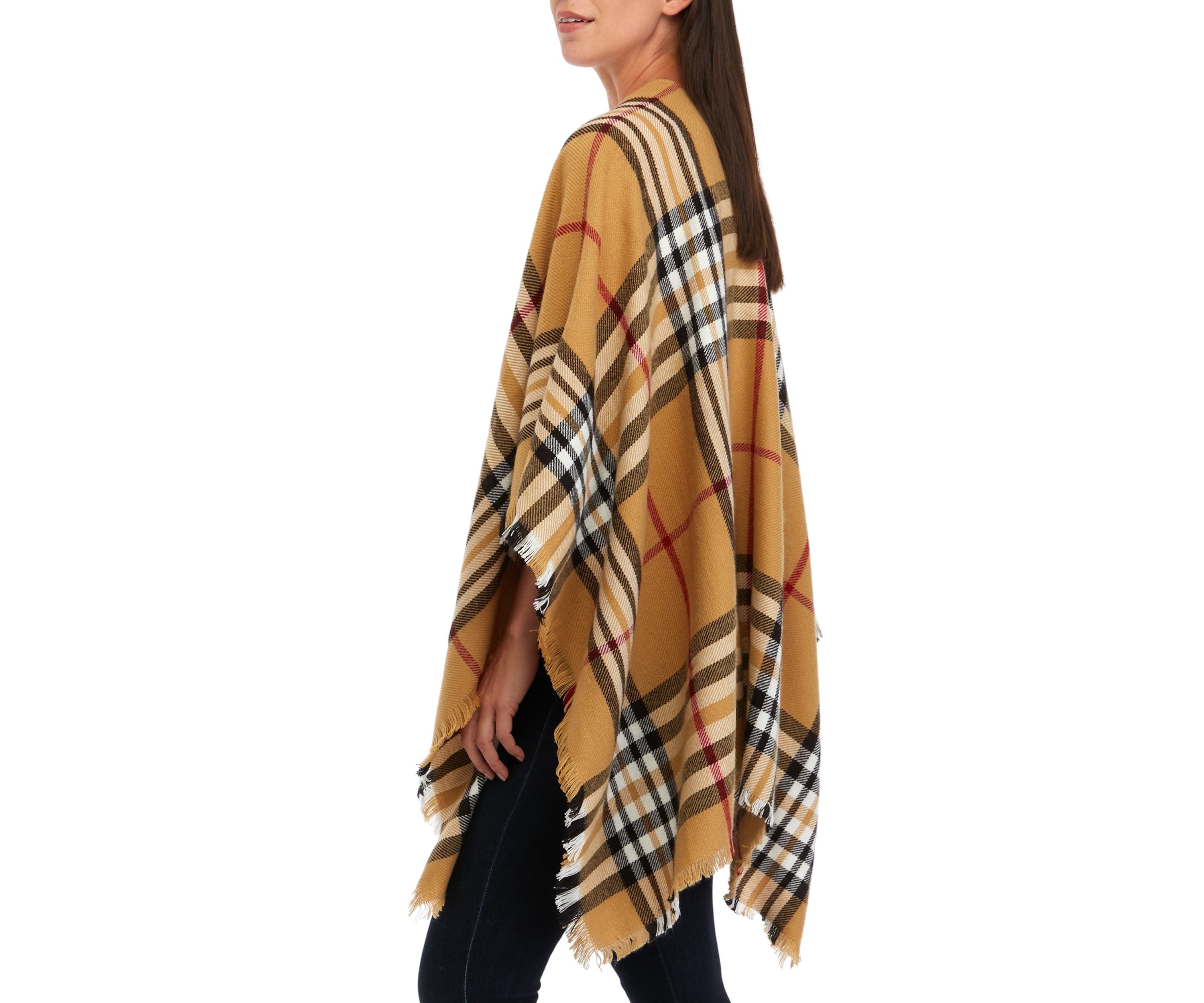 Womens Exploded Plaid Ruana Wrap
