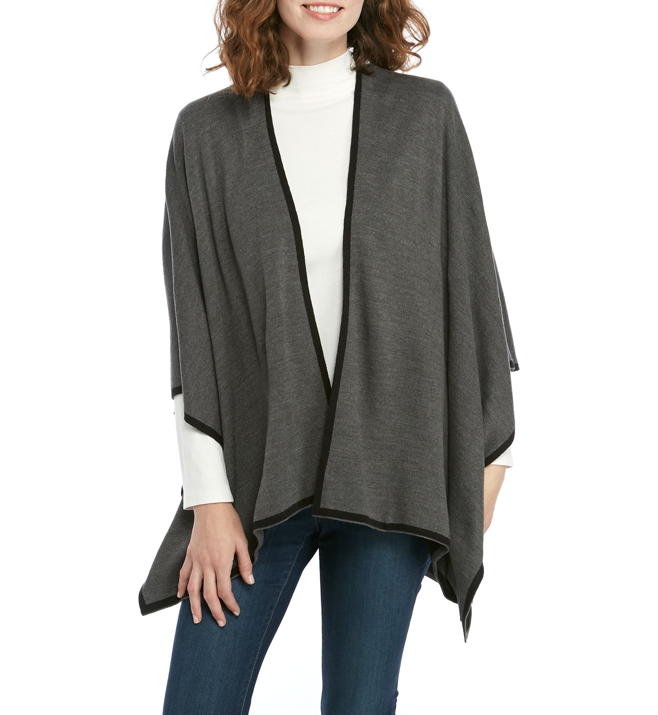 Tipped Knit Reversible Ruana