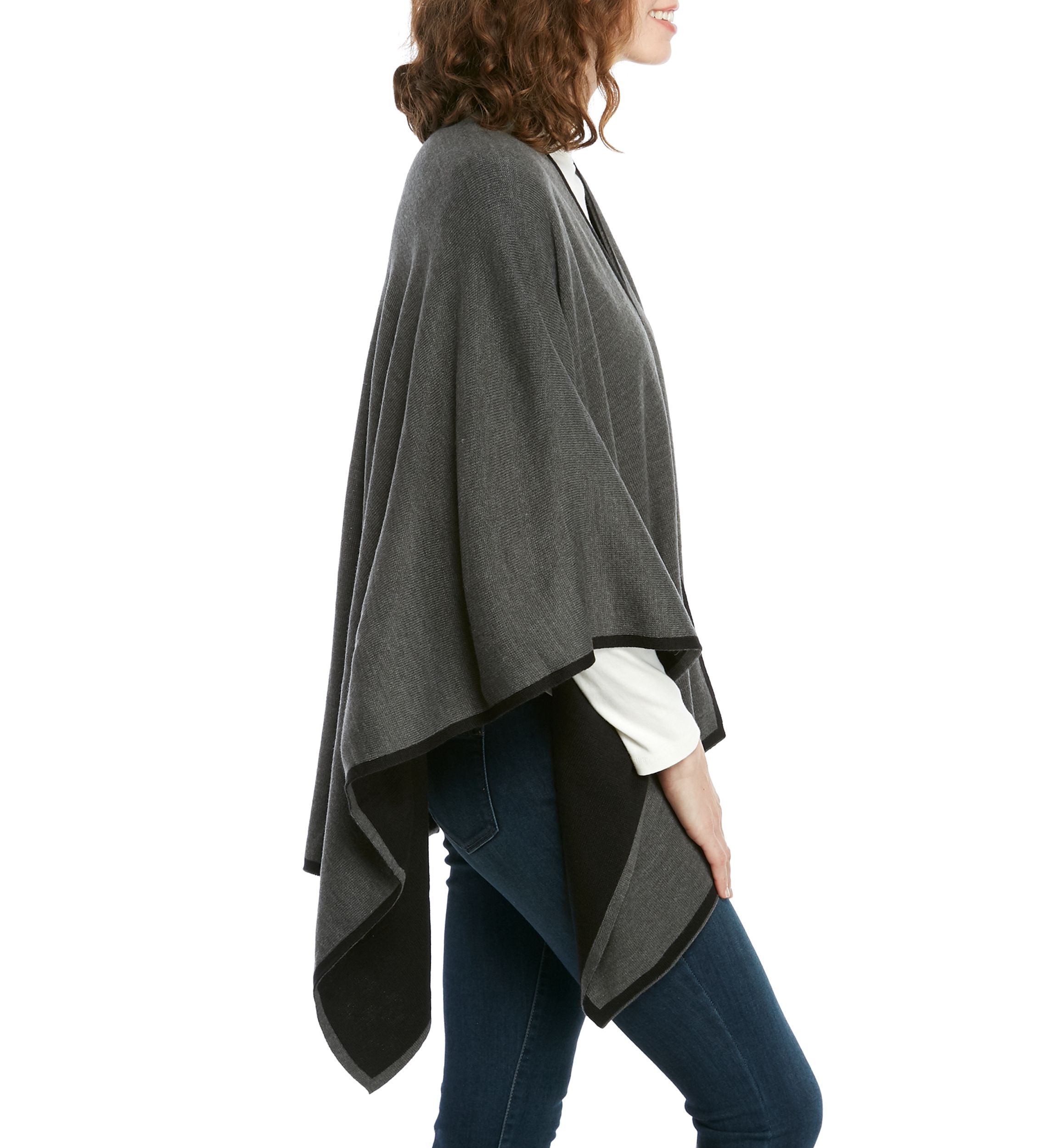 Tipped Knit Reversible Ruana