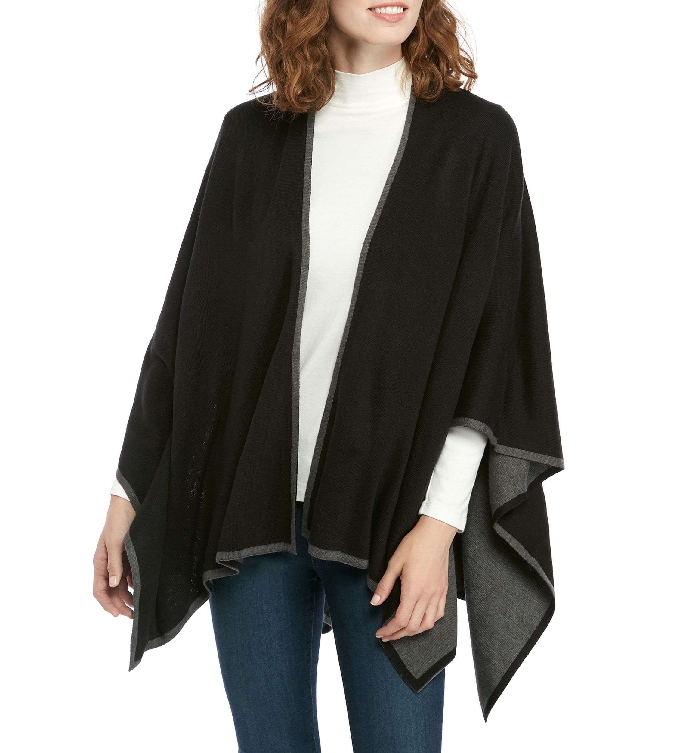 Tipped Knit Reversible Ruana