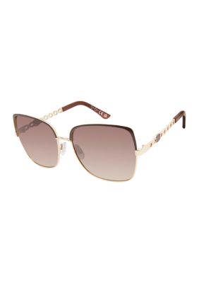 Jessica Simpson Women's Metal Square Sunglasses, Gold