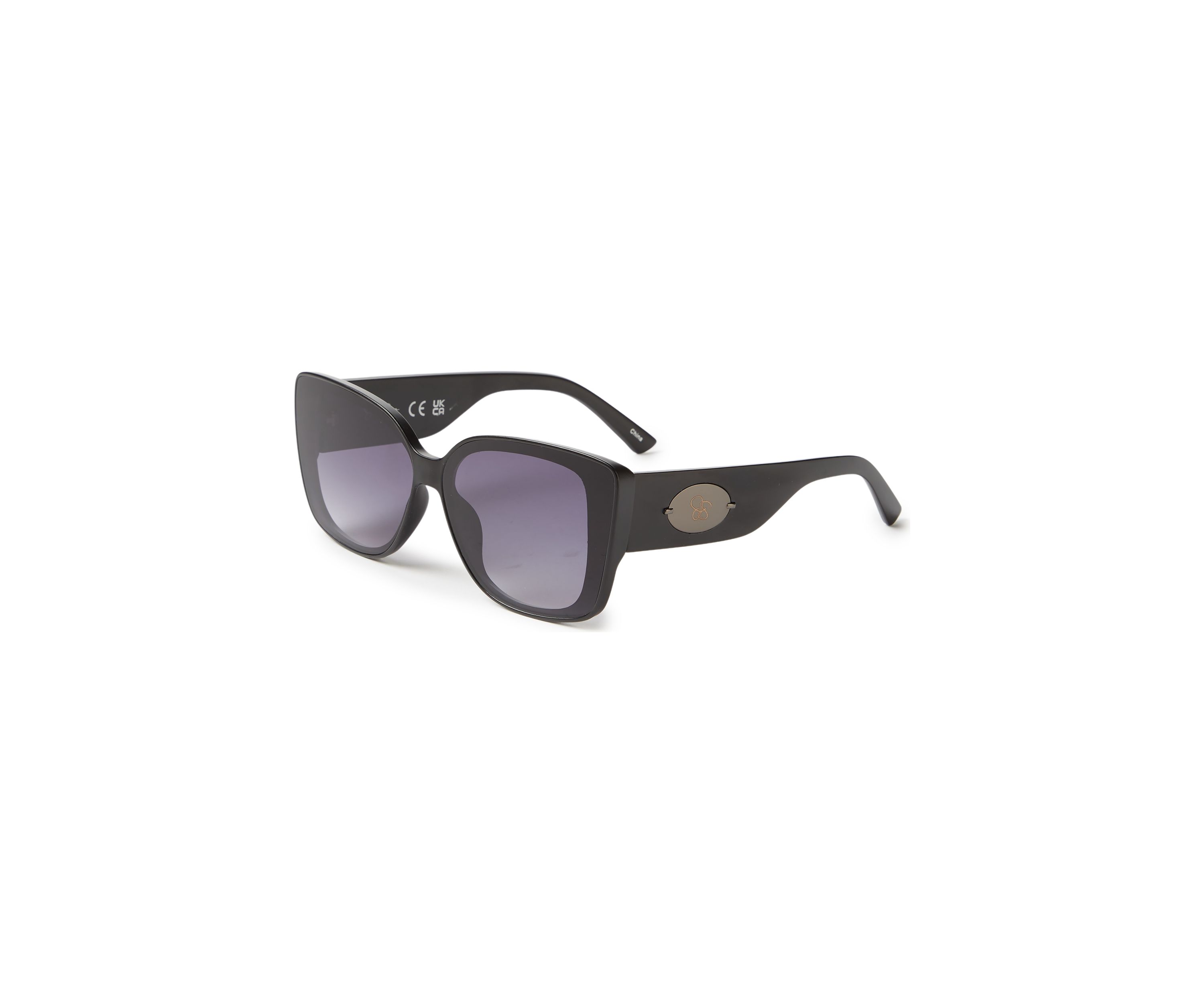 Plastic Flush Lens Wide Cat Eye Sunglasses