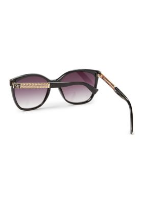 Plastic Cat Eye Metal Open Temple Sunglasses