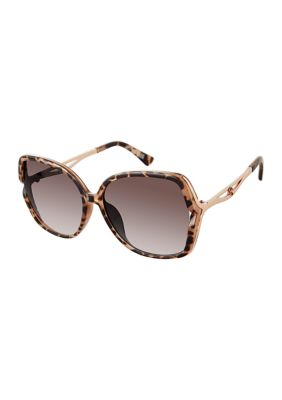 Plastic Oval Metal Temple Sunglasses