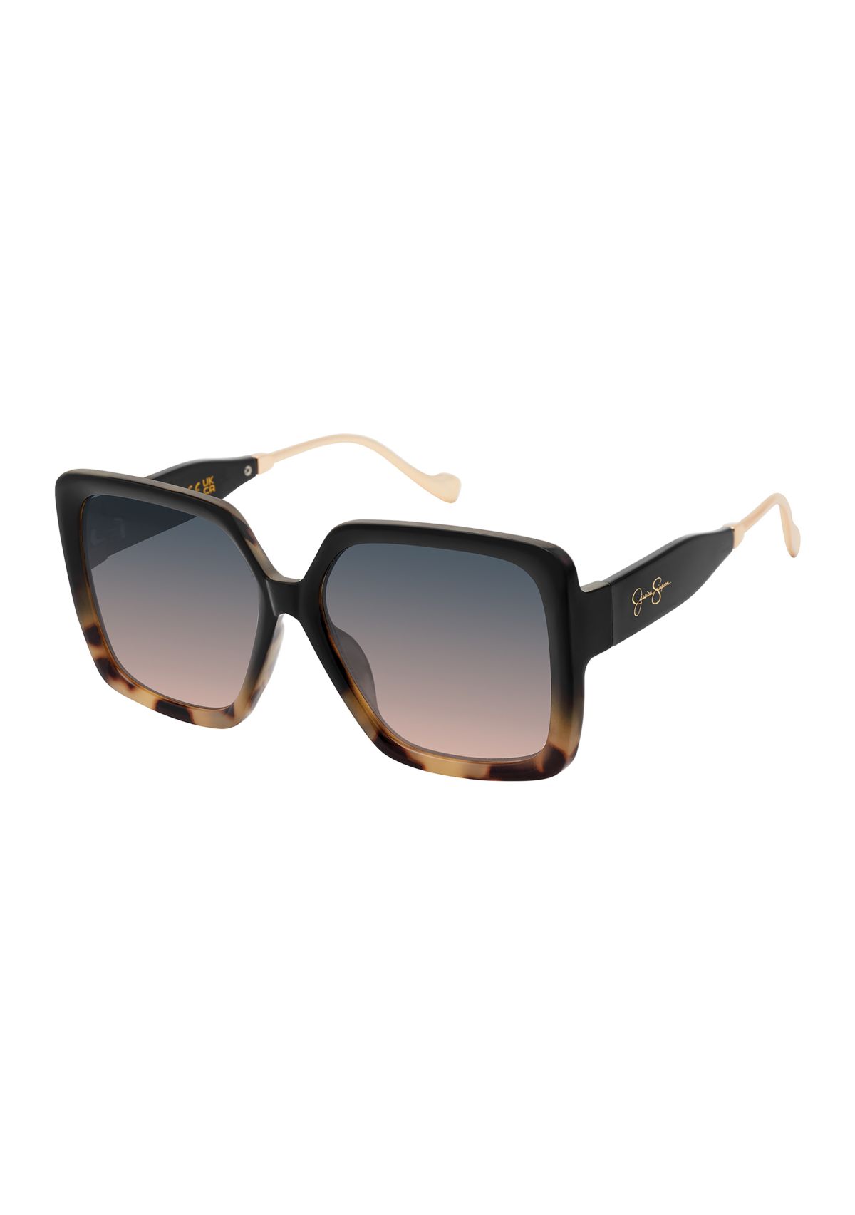 Plus Size Square Metal Tip Sunglasses 