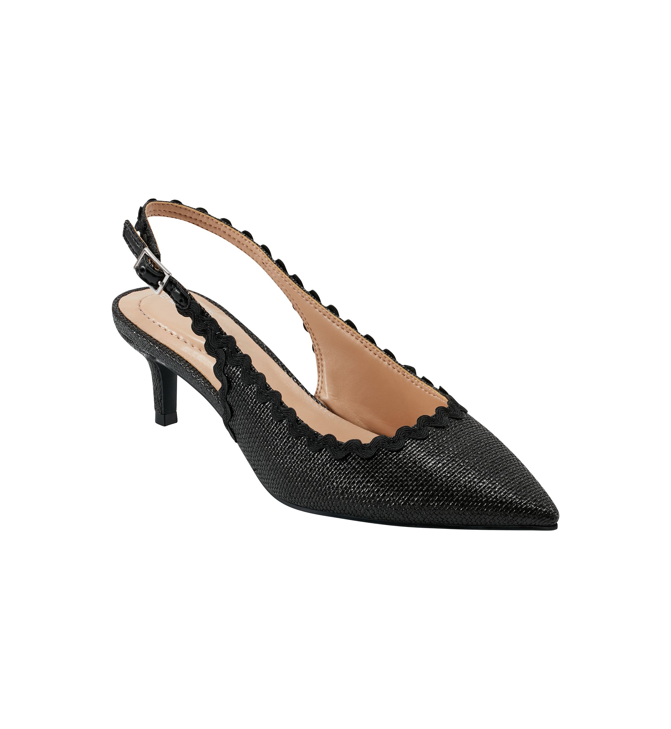 Nalba Straw Rickrack Trim Slingback Heels