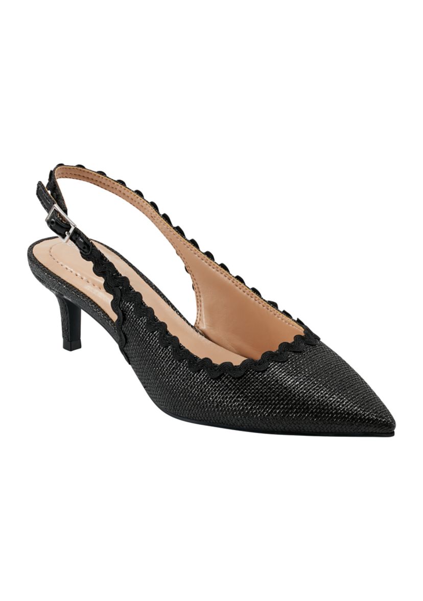 Nalba Straw Rickrack Trim Slingback Heels