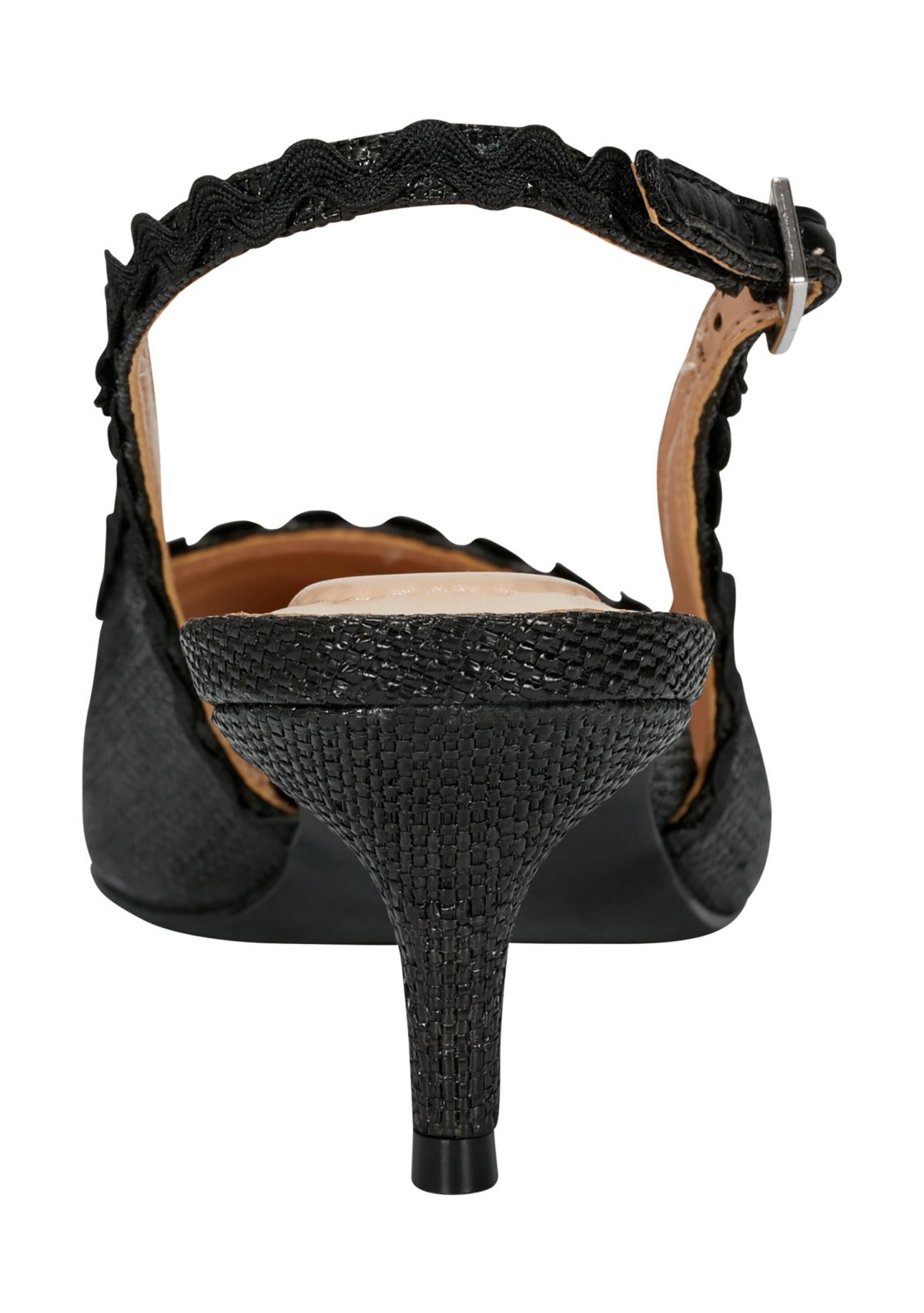 Nalba Straw Rickrack Trim Slingback Heels