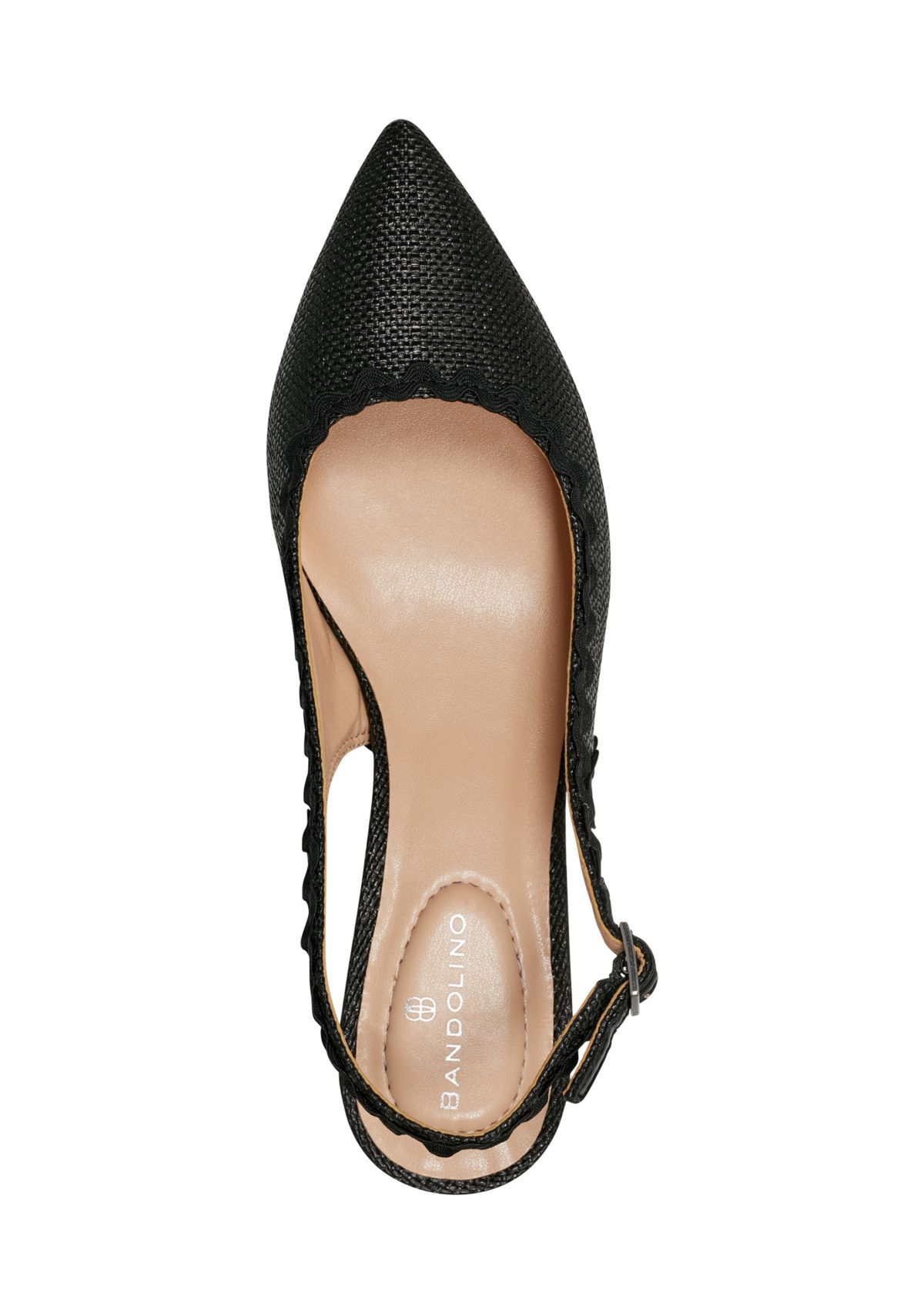 Nalba Straw Rickrack Trim Slingback Heels