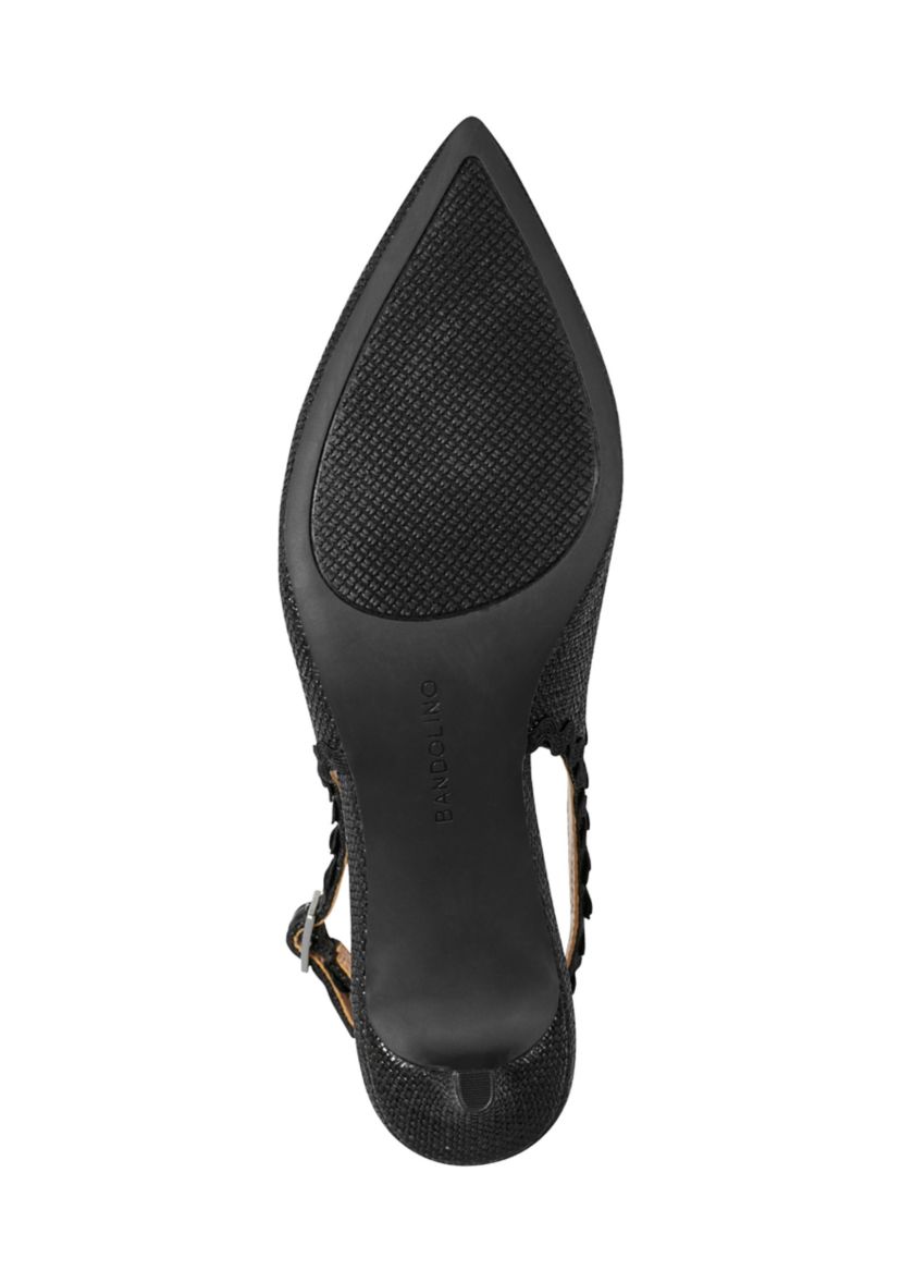 Nalba Straw Rickrack Trim Slingback Heels