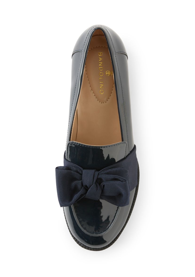 Lindio Bow Detail Block Heel Slip On Loafers