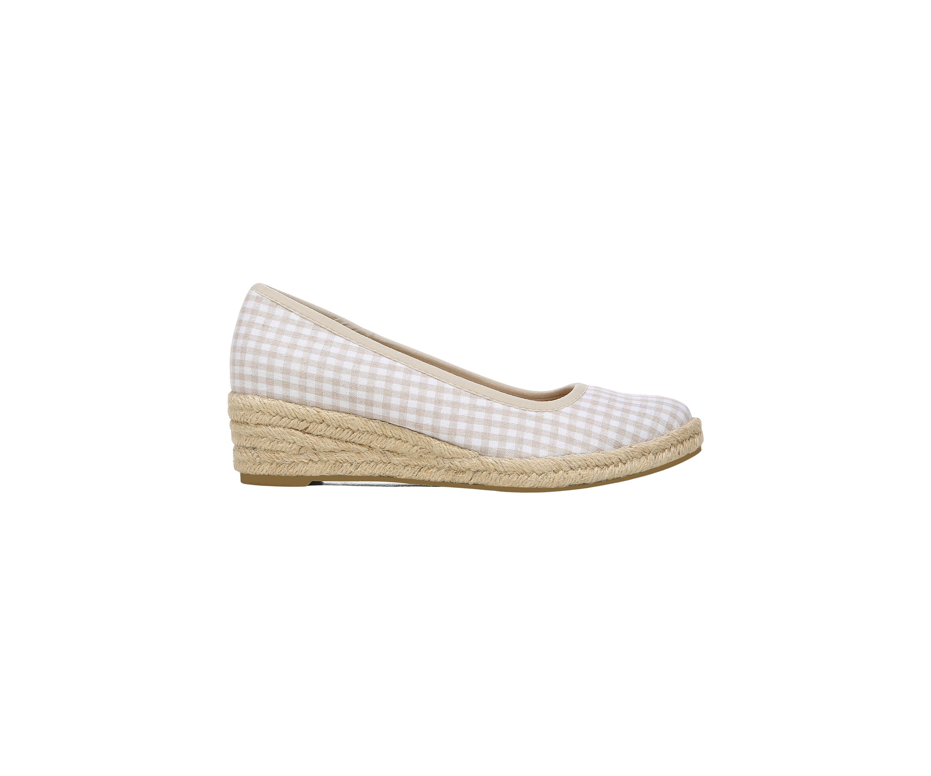 Karma Slip-On Shoes - Natural Gingham Fabric