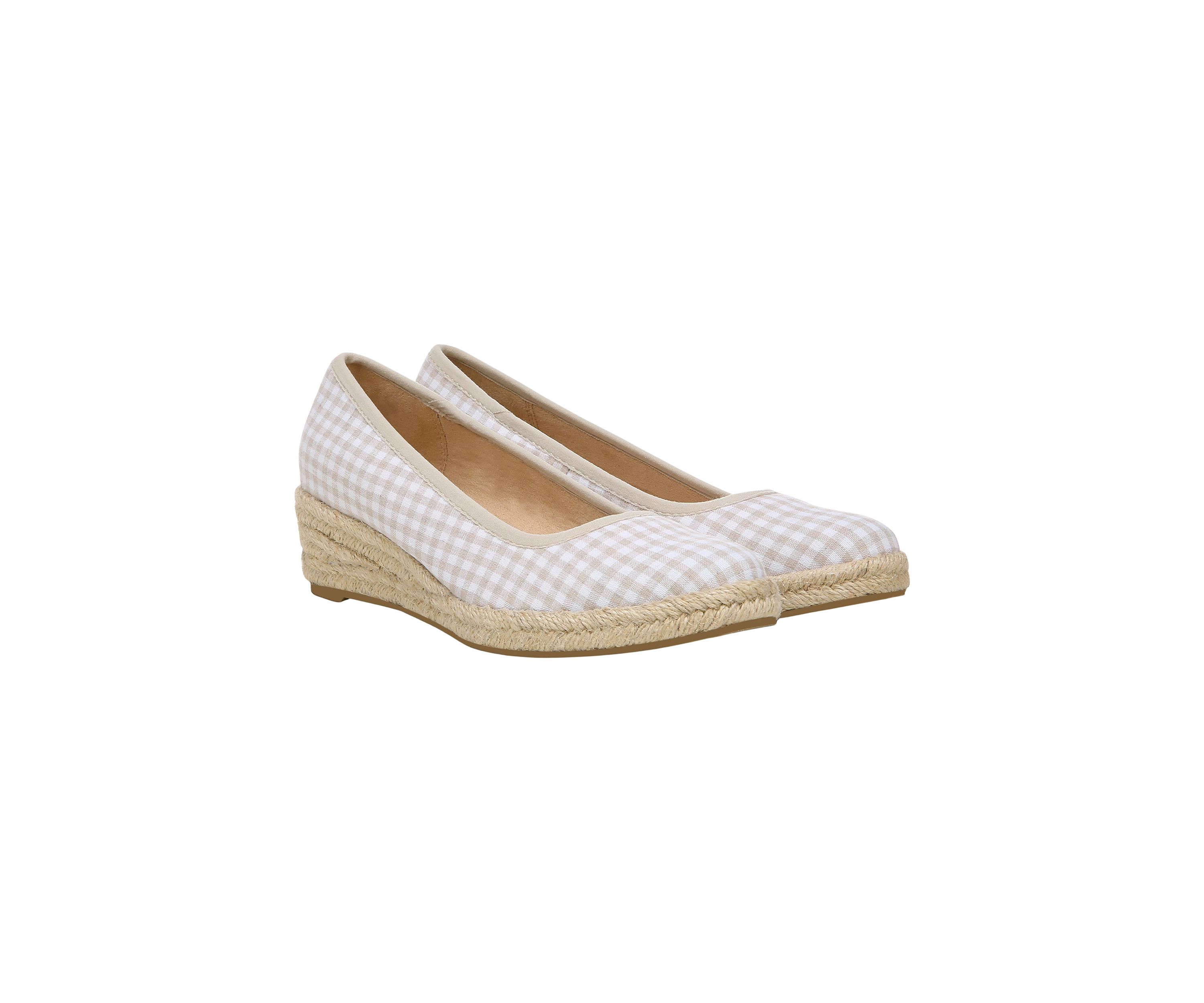 Karma Slip-On Shoes - Natural Gingham Fabric