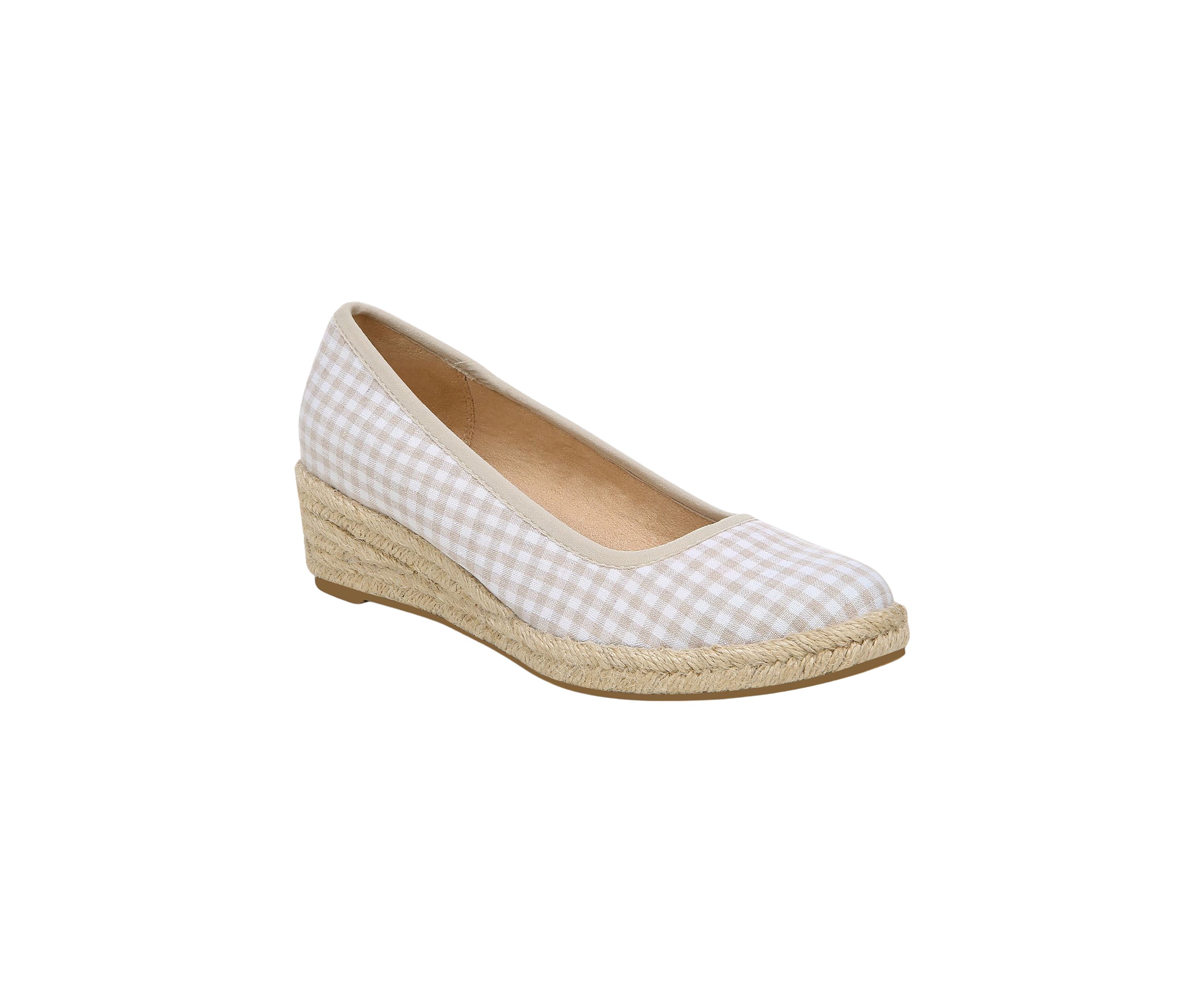 Karma Slip-On Shoes - Natural Gingham Fabric
