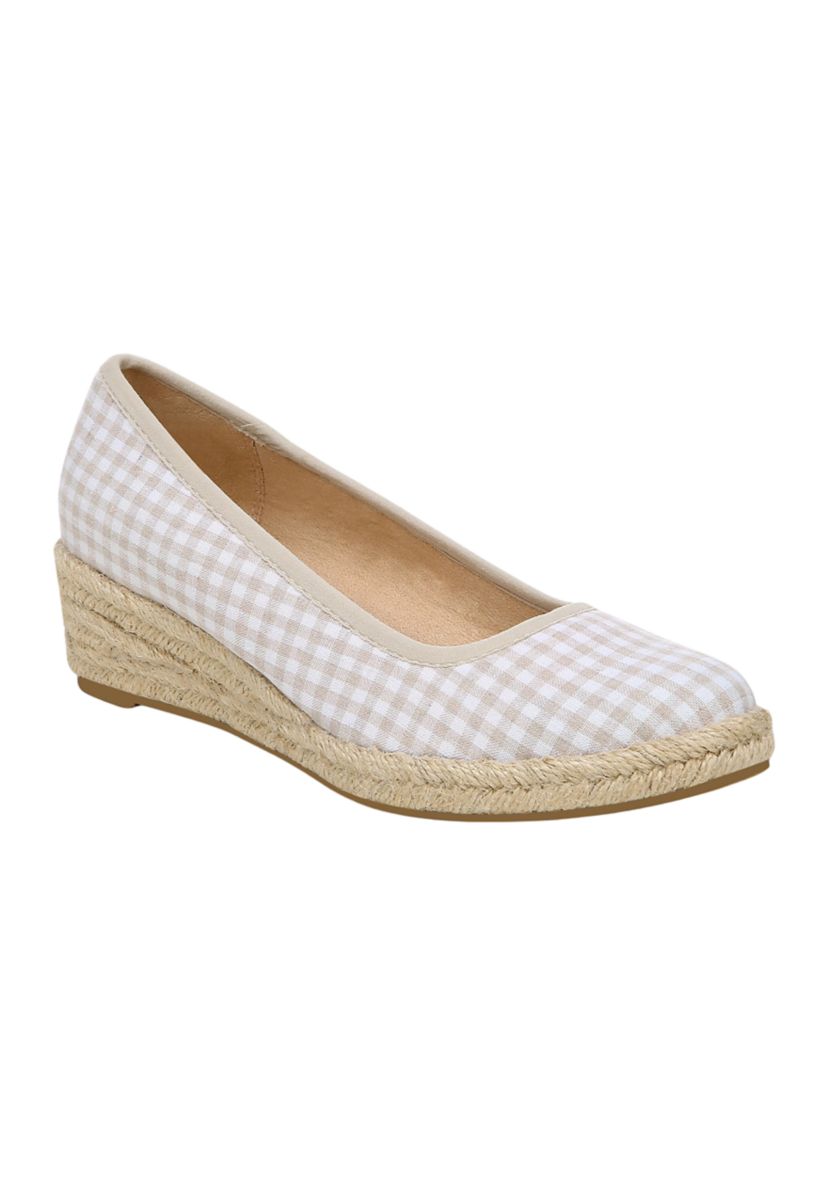 Karma Slip-On Shoes - Natural Gingham Fabric