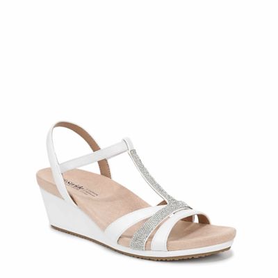 LifeStride Women's Mimosa Wedge Sandal, White, 6.5M