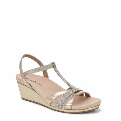 LifeStride Women's Mimosa Wedge Sandal, Gold, 12W